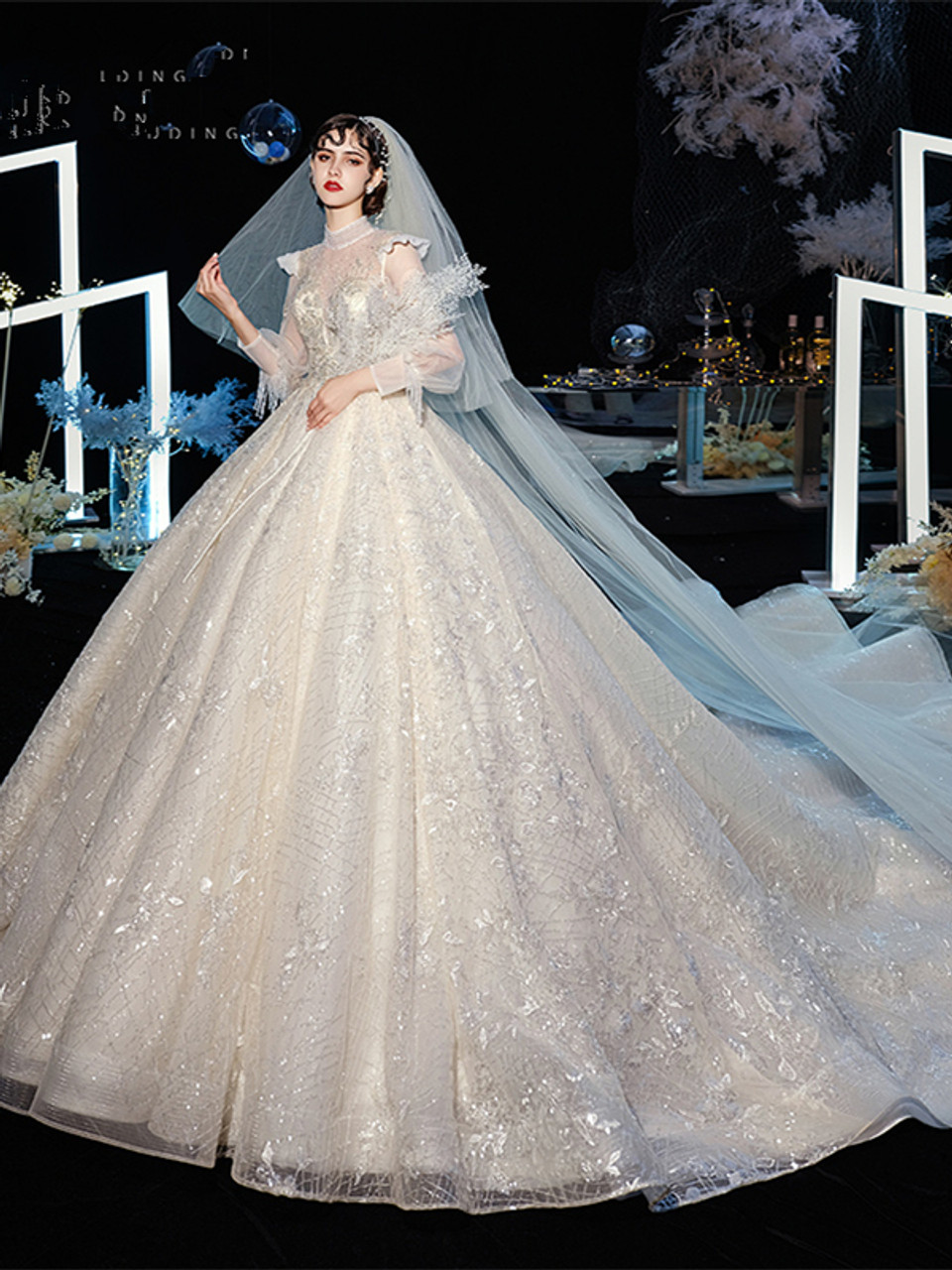 Luxury Strapless Ruffles Beaded Crystal Mermaid Wedding Dress | Wedding  dresses mermaid bling, Glam wedding dress, Sweetheart wedding dress